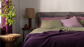 Gingham bed sheets showing key bedroom trend