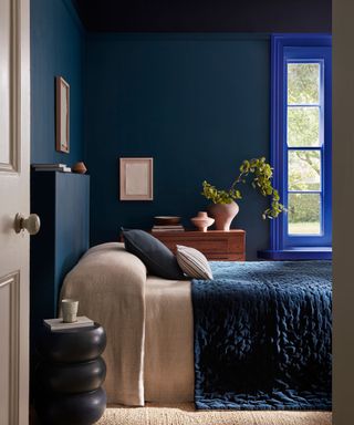 dark blue bedroom