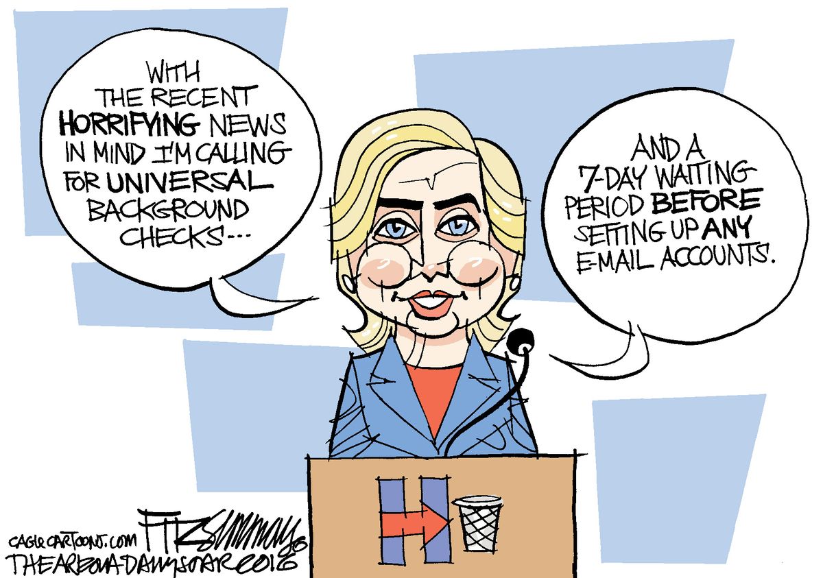 Political cartoon U.S. Hillary Clinton Background Checks | The Week