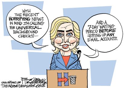 Political cartoon U.S. Hillary Clinton Background Checks