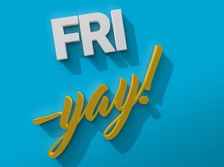 Its fri-yay in 3 d letter.Blue background - stock photo
