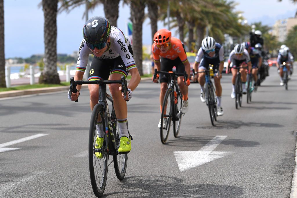 Annemiek van Vleuten leads the breakaway at La Course by Le Tour de France 2020 in Nice