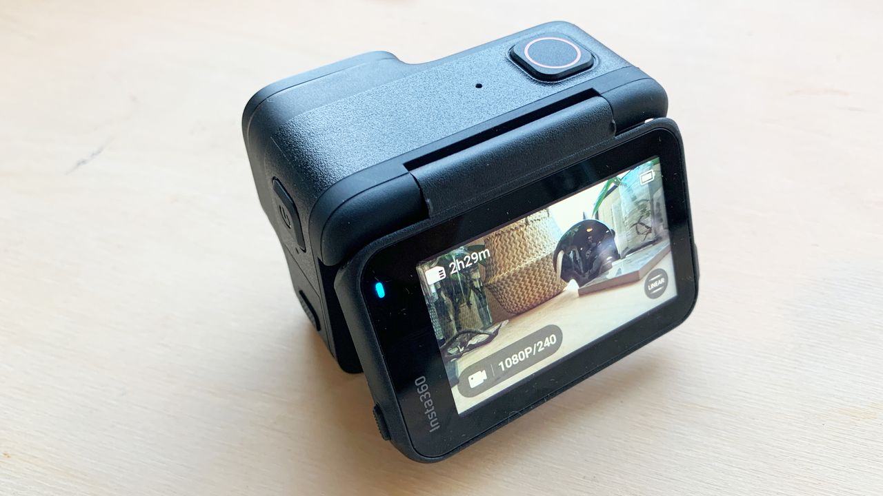 Image of the rear touchscreen of an Insta360 Ace Pro action camera