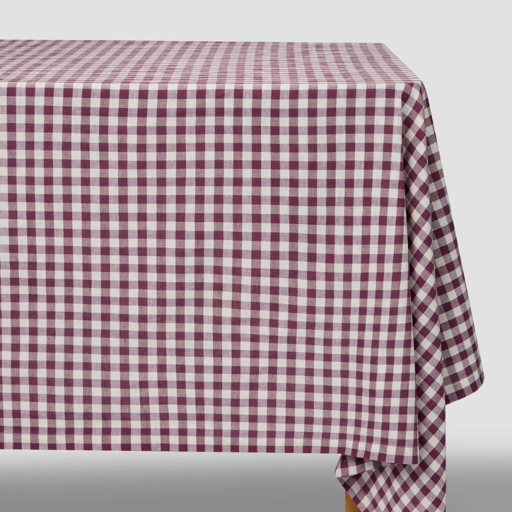 burgundy gingham tablecloth