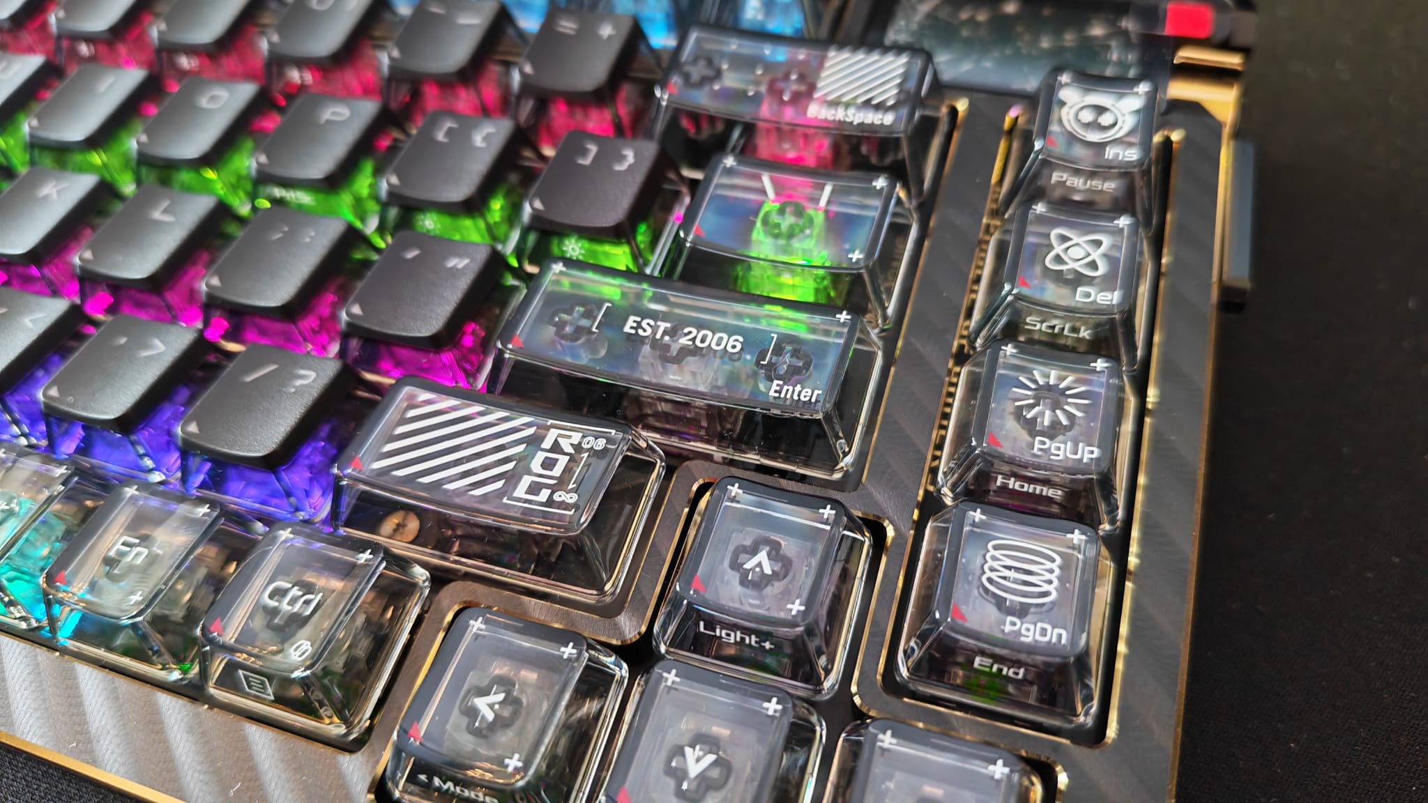 Some specially branded keycaps on the Asus ROG Azoth Extreme 20
