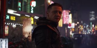 Avengers: Endgame Hawkeye soaked and sad in the rain