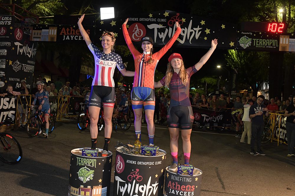 Samantha Schneider (Iscorp Pro Cycling) wins Athens Twilight, round one of Cyclingnews' Bell Lap criterium series