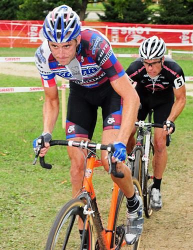 Ryan Trebon (Kona) leading Jon Page (Planet Bike) mid-race.