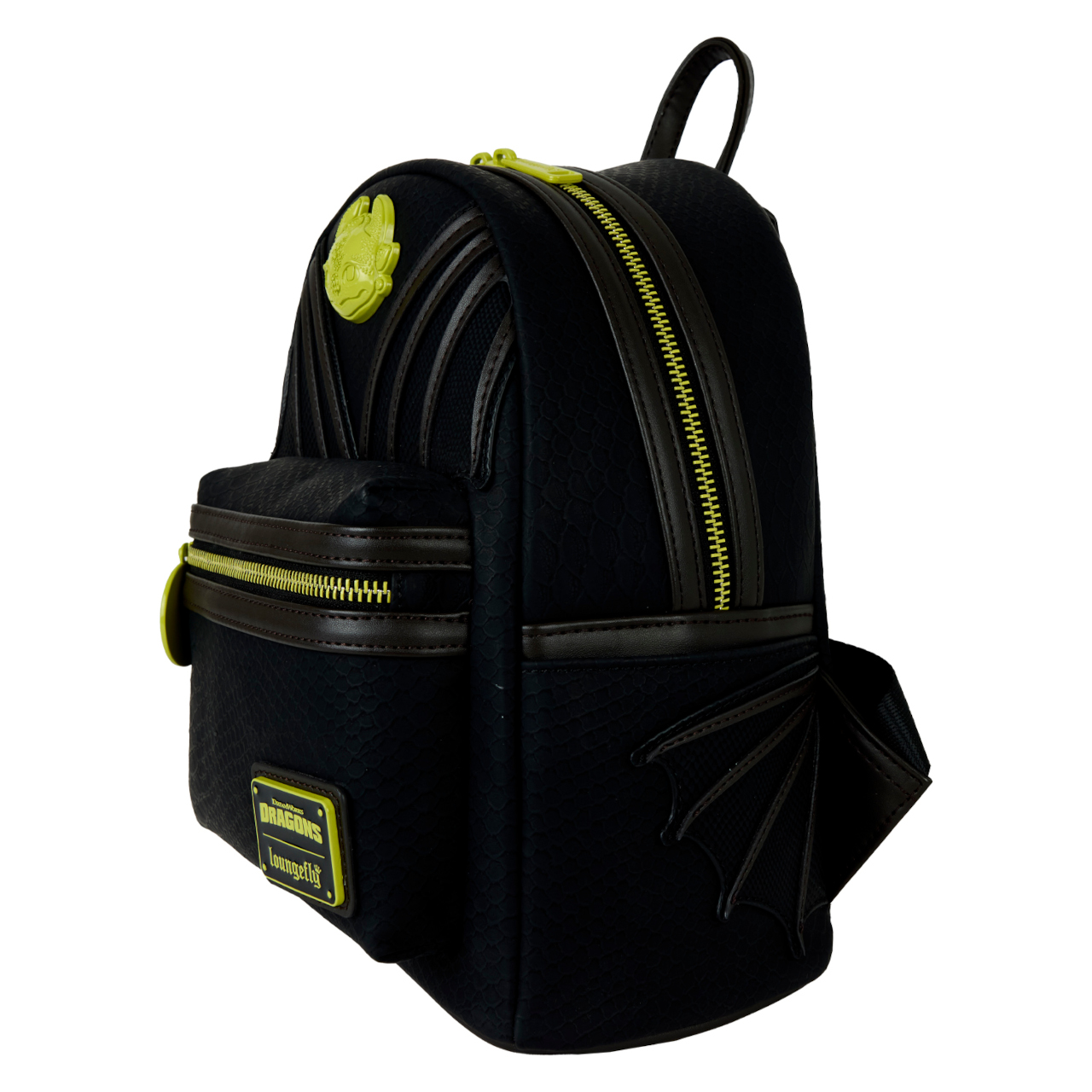 New How To Train Your Dragon Loungefly bag from side profile.