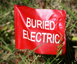 A flag marking an electric line