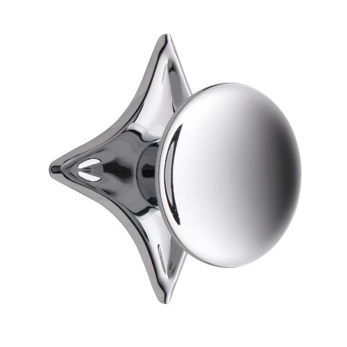 Rejuvenation, Dish Cabinet Knob with Star Backplate in Polished Chrome