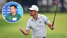 Main image of Nick Taylor celebrating during the final round of the 2023 Canadian Open while (inset) Rory McIlroy speaks at his pre-Olympic press conference in Paris