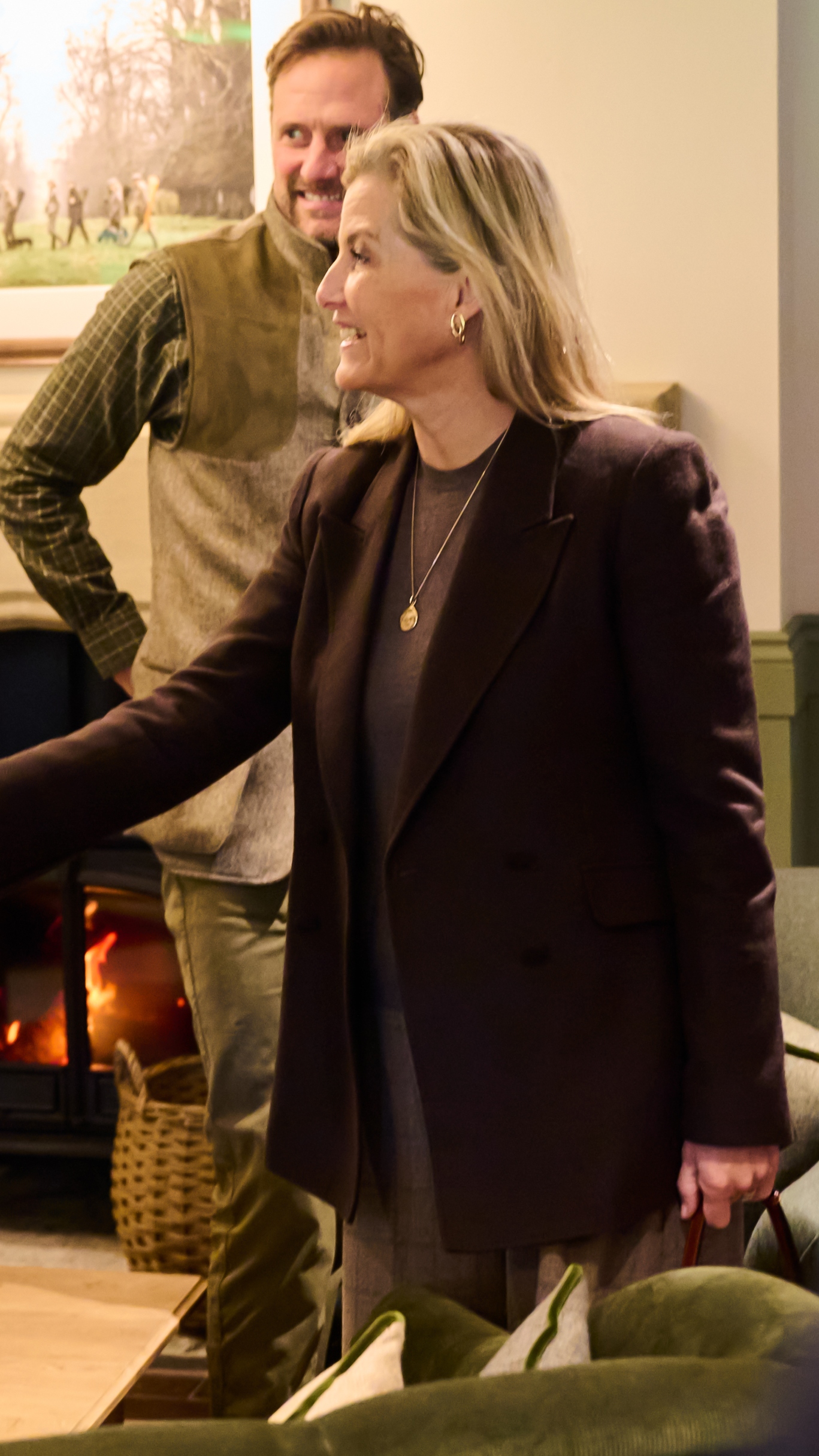 Duchess Sophie shakes hands as she visits Purdey's shooting grounds