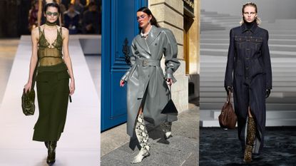 animal print boot trend shown in a collage of runway and street style images