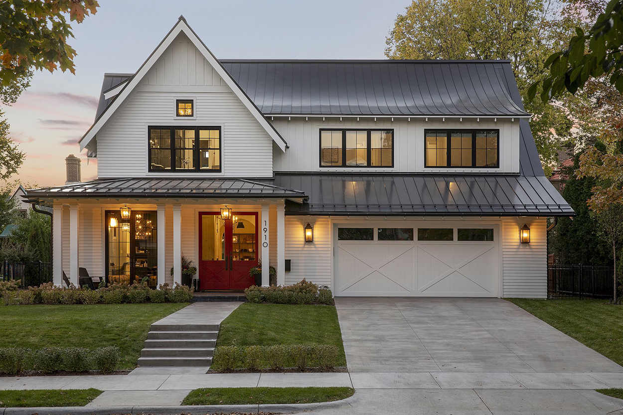 Modern farmhouse exterior in Minneapolis