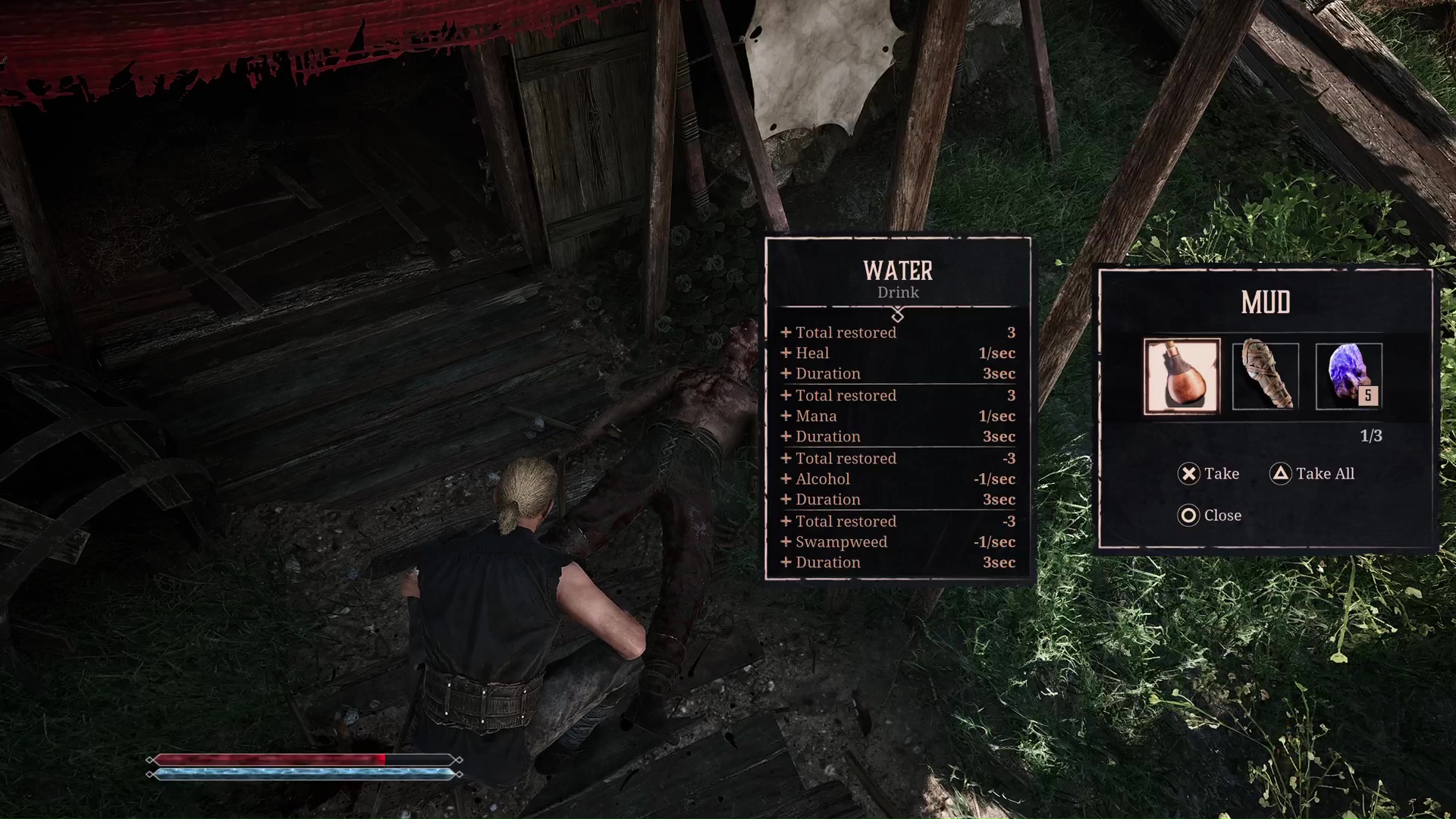 The hero loots the body of Mud in Gothic 1 Remake