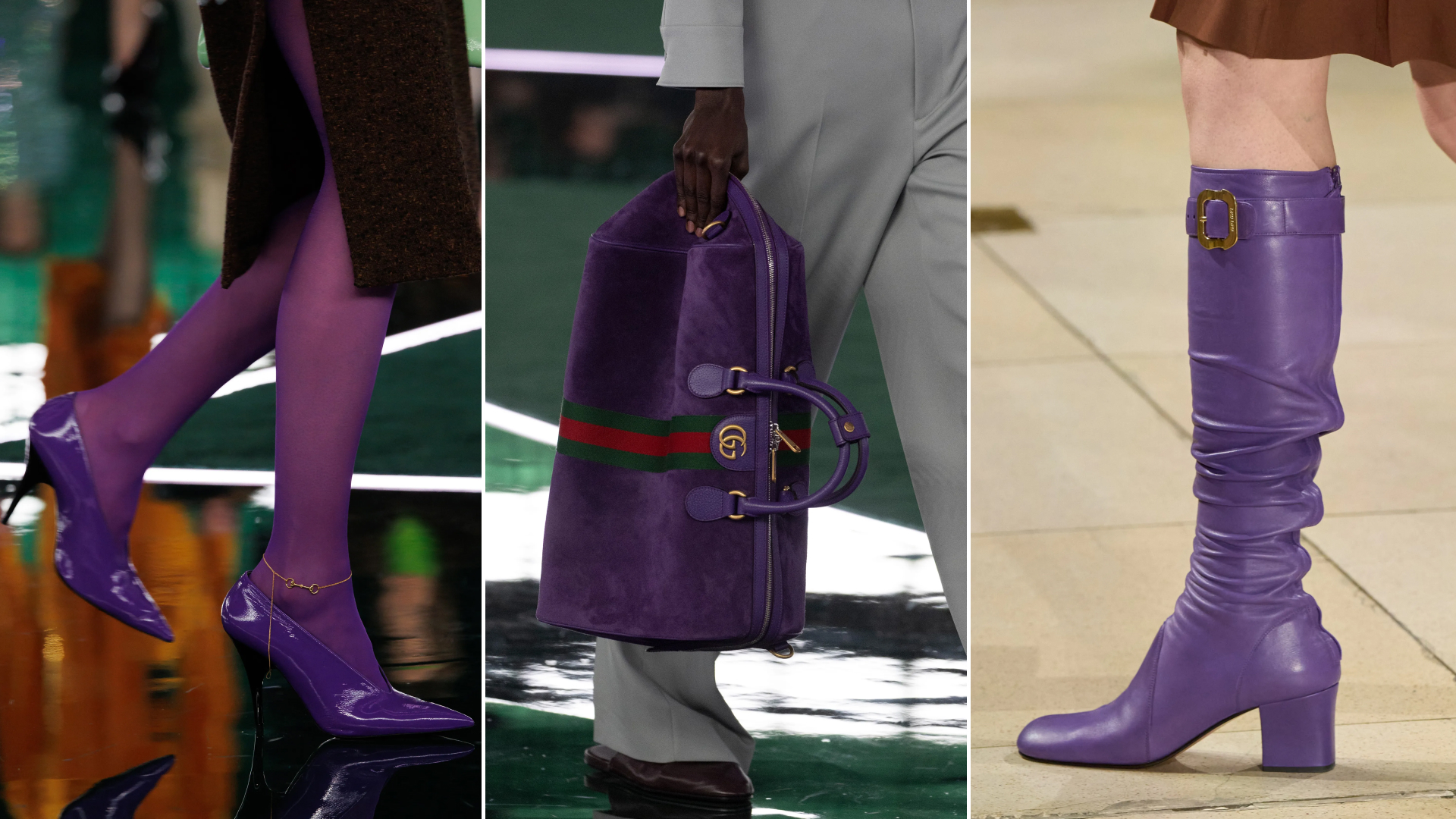 The purple color trend at Fall 2025 collections by Gucci and Miu Miu