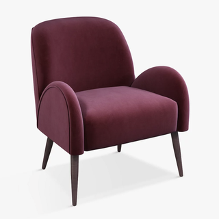 modern armchair in burgundy velvet