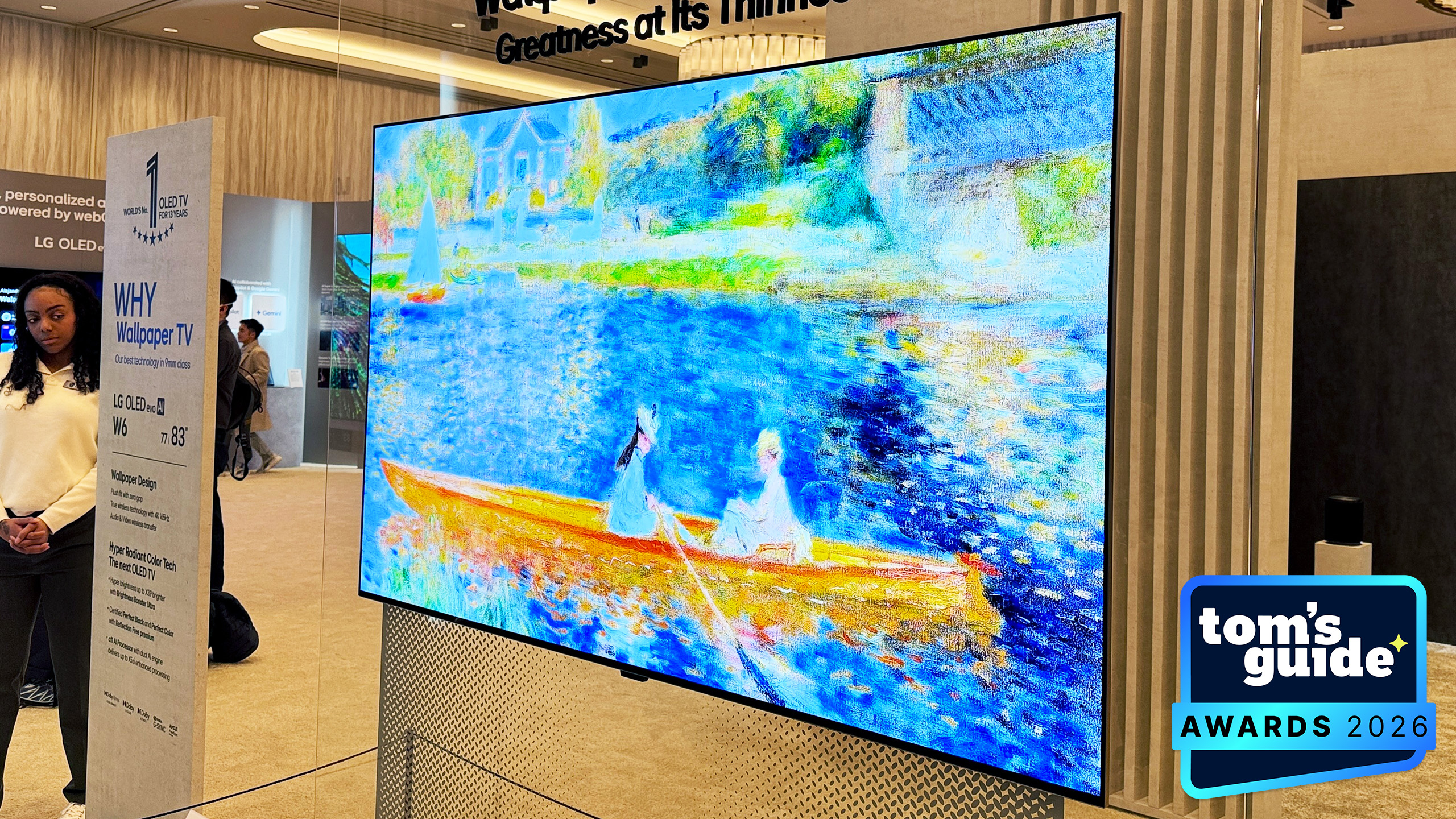 The LG W6 OLED with a TG Awards 2026 badge