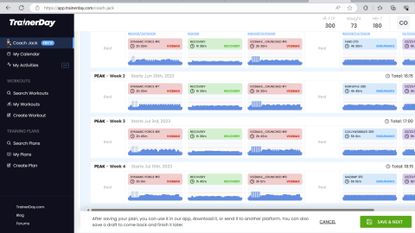 Screenshot of the TrainerDay app
