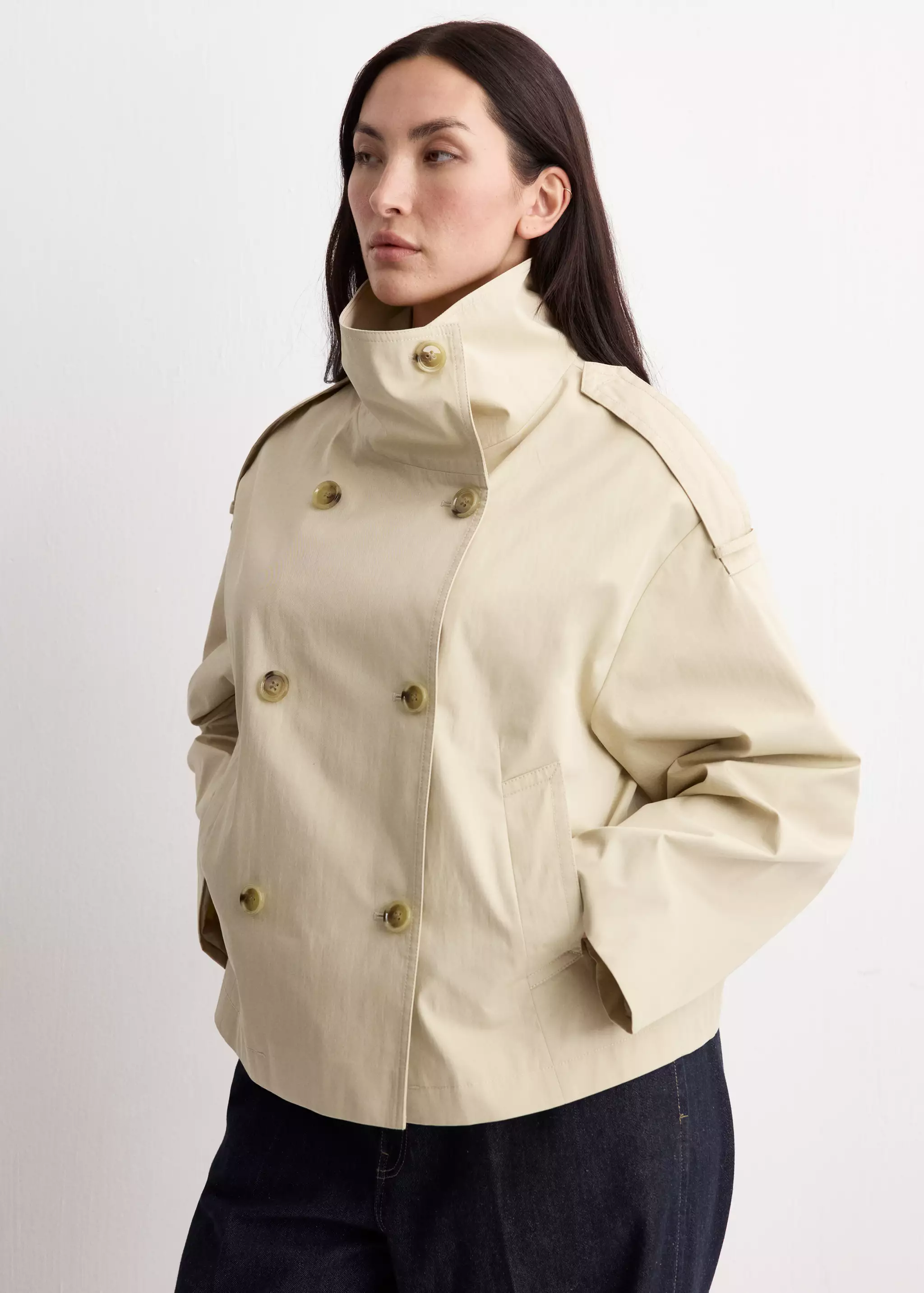 Funnel Neck Cropped Trench Coat - Women | Mango United Kingdom