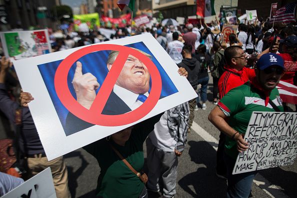 Crowds in Los Angeles protest against Trump.