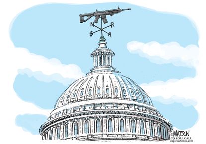 Political Cartoon U.S. NRA Weapons Capitol