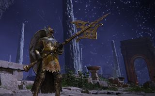 A Golden Halberd-wielding Tarnished in Elden Ring.