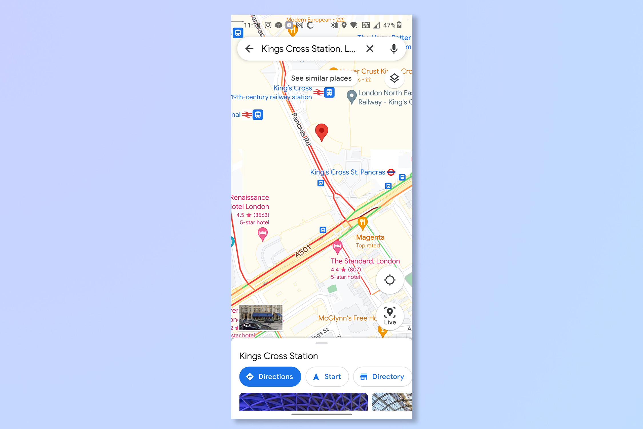 информация о пробках Google Maps на Android