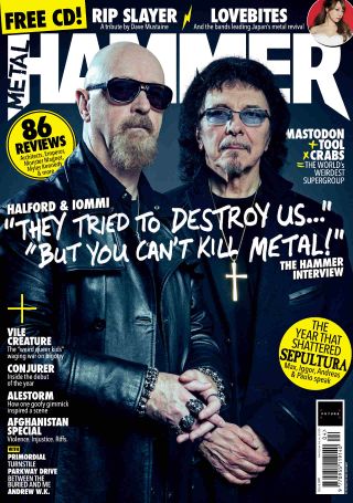 The cover of Metal Hammer magazine issue 307 featuring Rob Halford and Tony Iommi