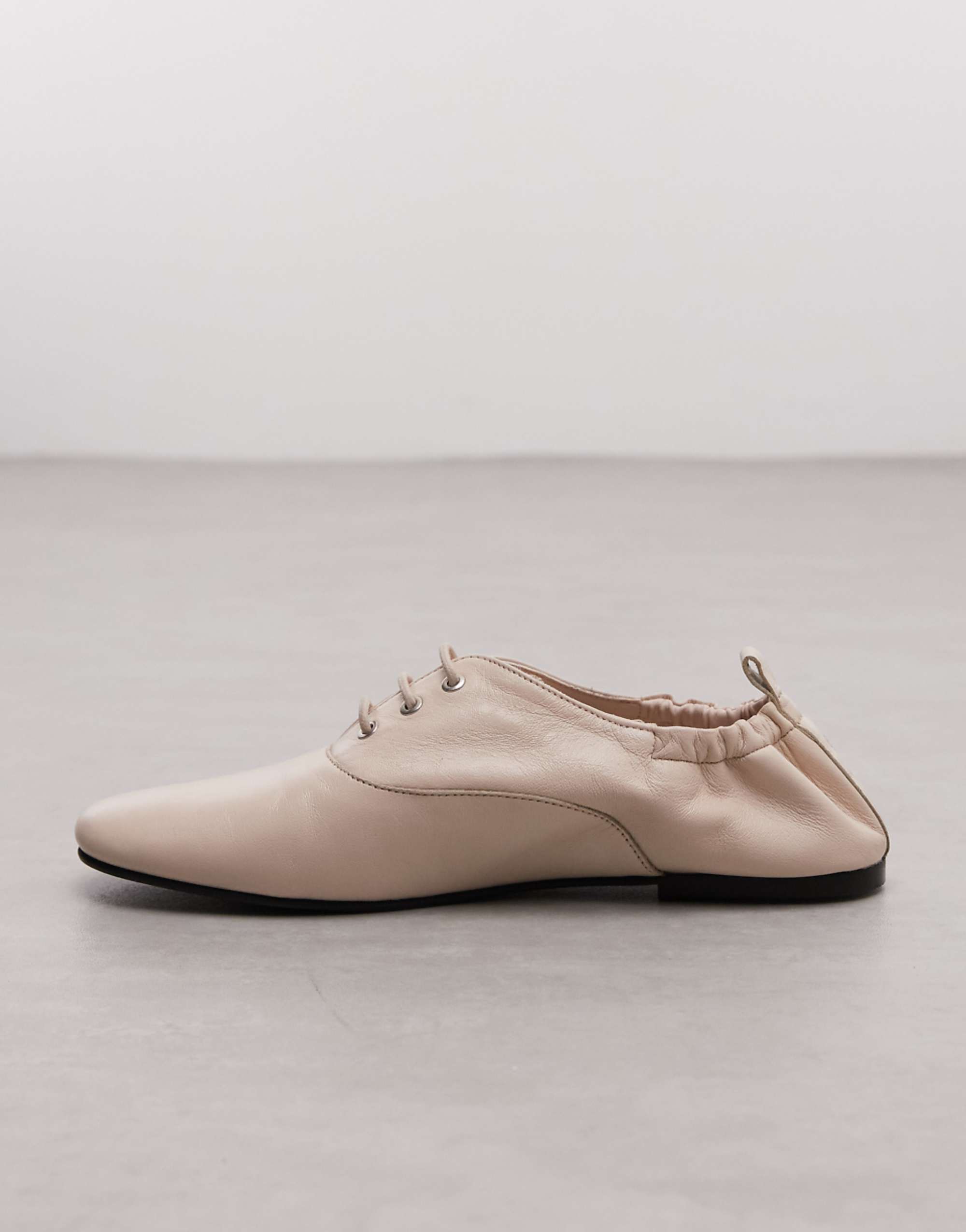 Asos Design Myriad Premium Lace-Up Flat Shoes in Off-White Leather
