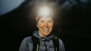 Keri Wallace wearing a headlamp