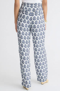 J.Crew Straight-Leg Essential Pant in Bouquet Block Print Chelsea Linen-Cupro Blend $178