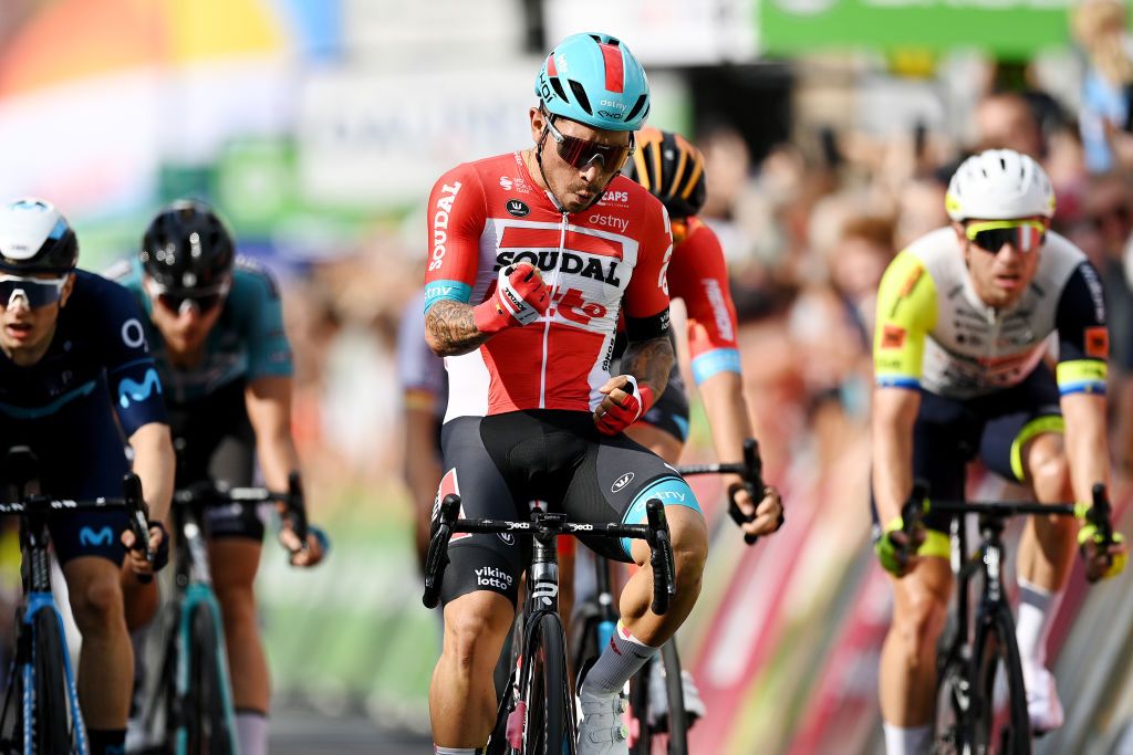 Caleb Ewan (Lotto Soudal) takes victory on stage 1 of the Deutschland Tour 2022, one of two late season victories after returning to racing after finishing the Tour de France