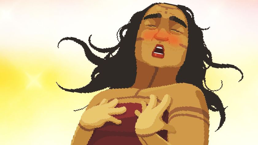 A woman having a hell of a lot of pleasure