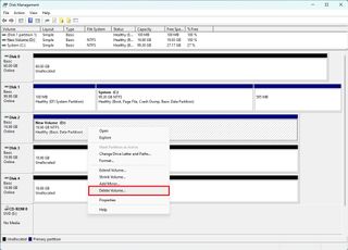 Disk Management delete volume option