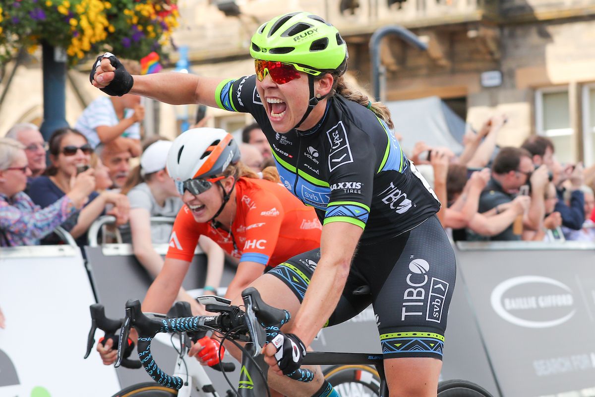 Alison Jackson of TIBCO-Silicon Valley Bank cycling team wins stage 2.
