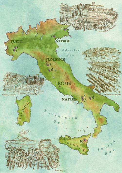 Best Italian Vineyards map