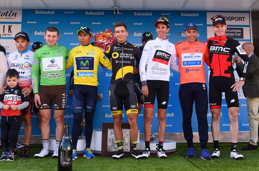 The podium and classification winners at the 2017 Volta a la Comunitat Valenciana