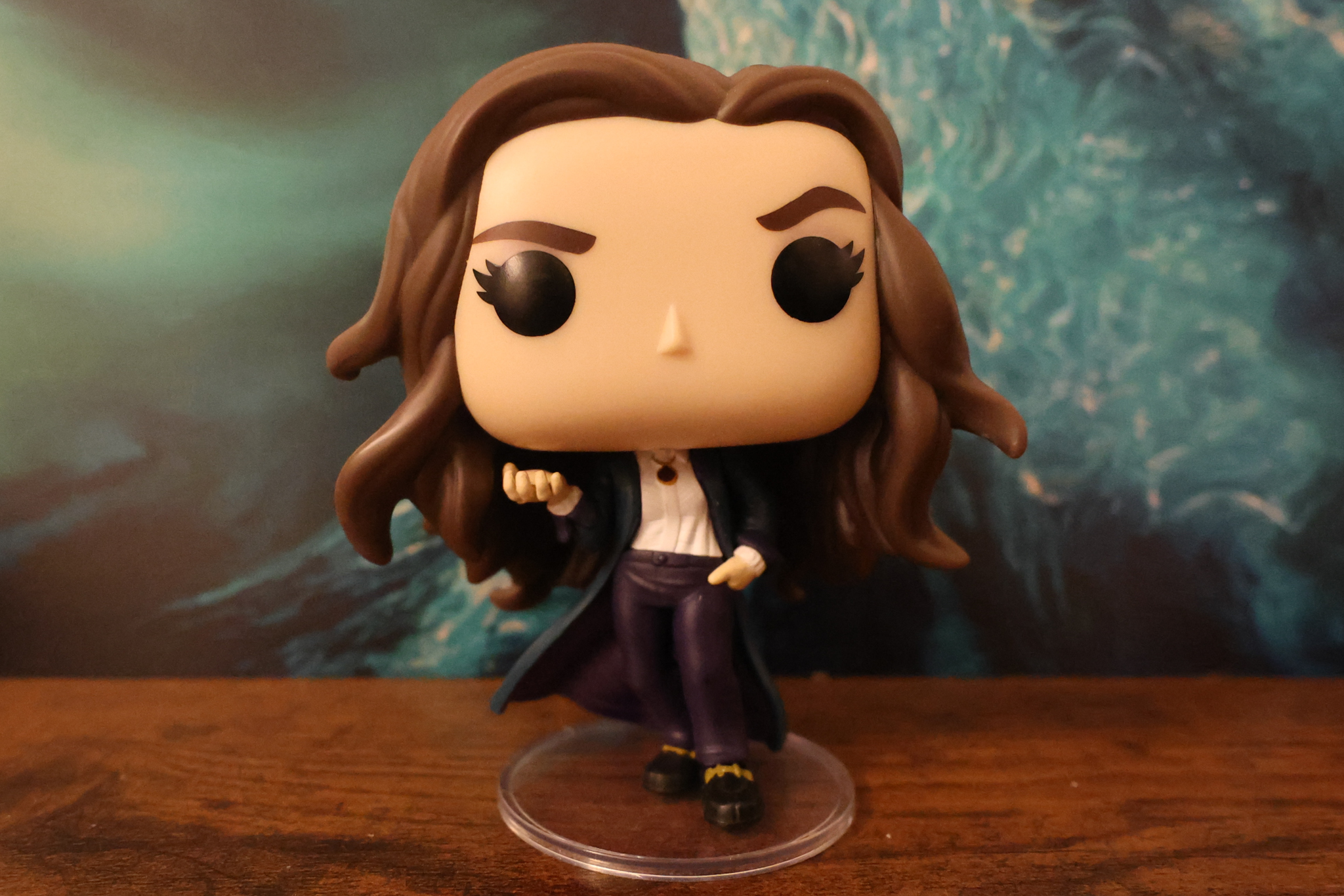 A photo of a Funko Pop bobblehead taken on a Canon PowerShot V1 compact vlogging camera