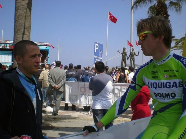 Polish press getting quotes from Maciej Bodnar who is third in the Tour of Turkey after two stages.