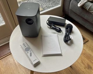 XGIMI Halo+ components side by side in writer's home