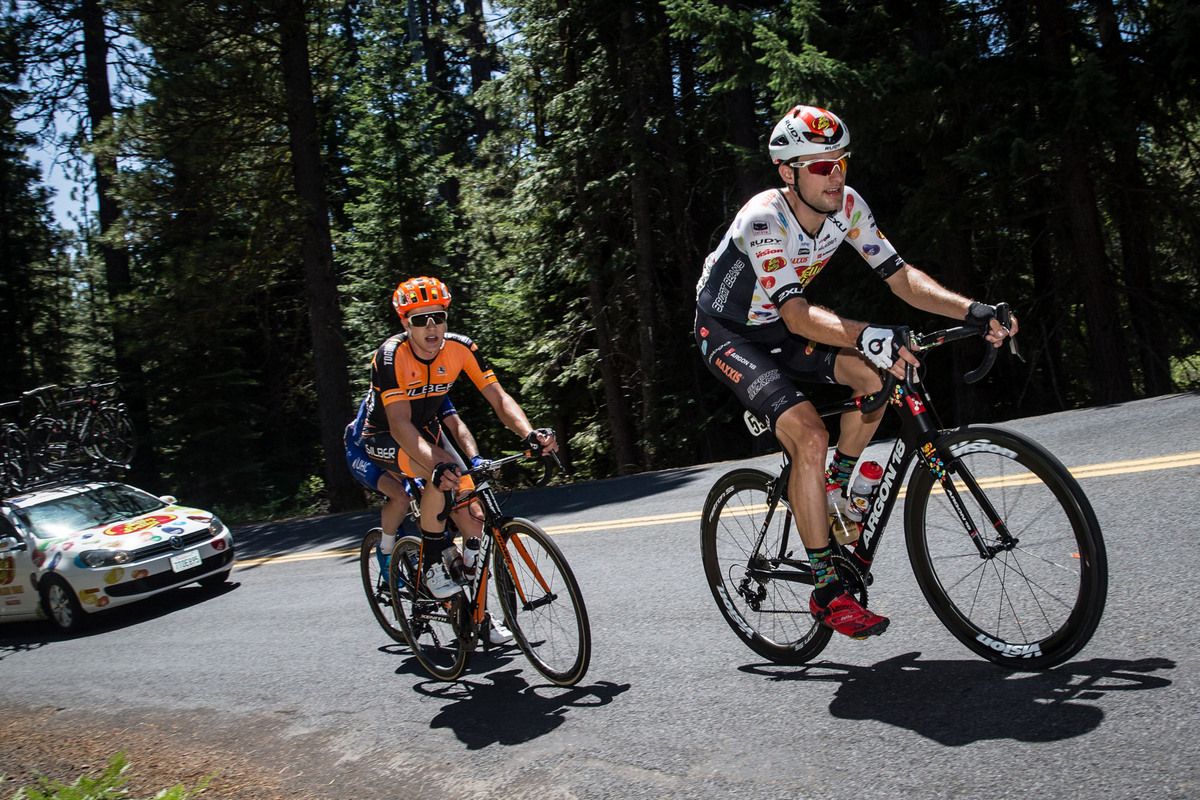 Jacob Rathe (Jelly Belly) leads whats left of todays break