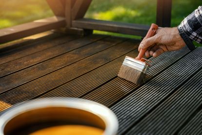 Staining a deck