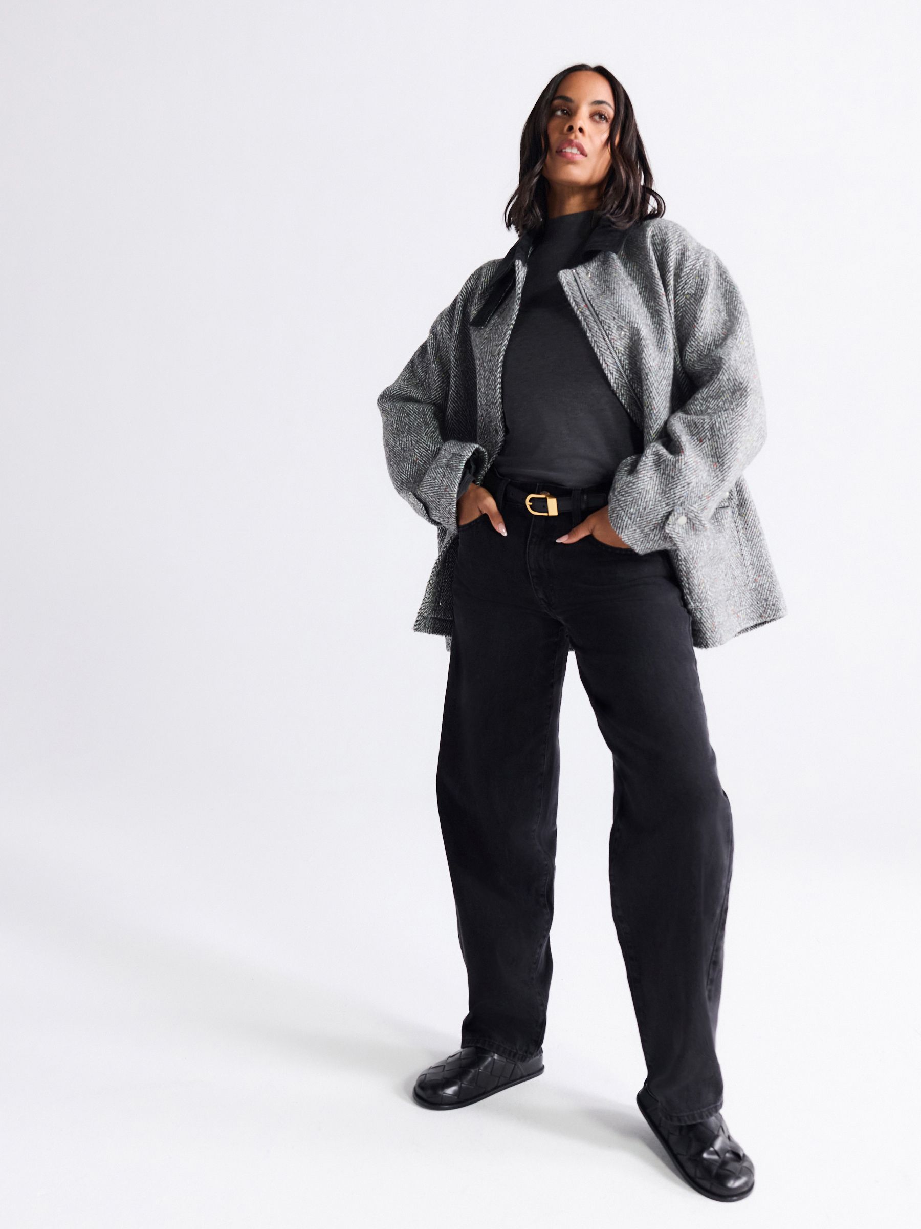 Washed Black Mid Rise Wide Leg Baggy Jeans