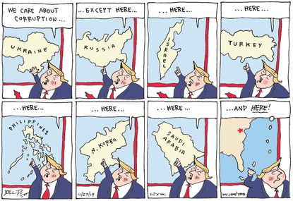 Political Cartoon U.S. Trump Teaching Political Geography