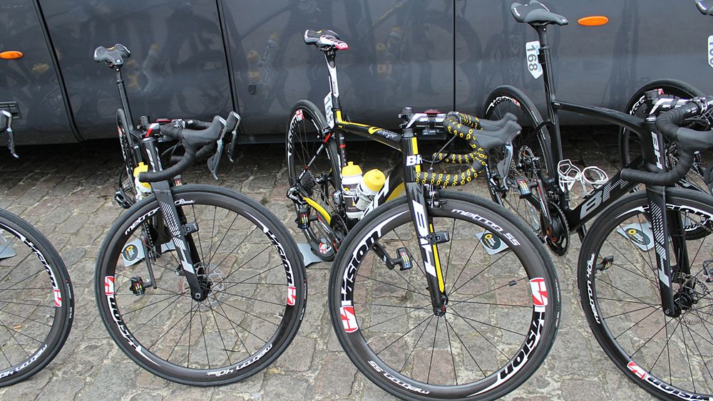 Thomas Boudat was the lone rider on rim brakes for Direct Energie
