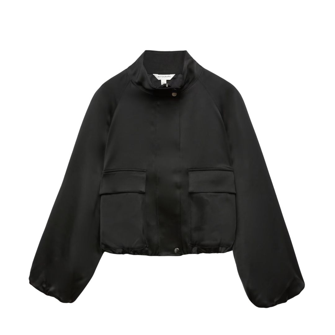 M&amp;amp;S Autograph, Satin Funnel Neck Bomber Jacket