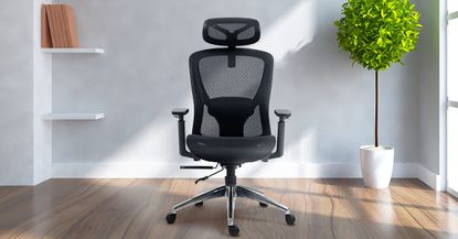The Boulies EP200 office chair in black, set in a home office space