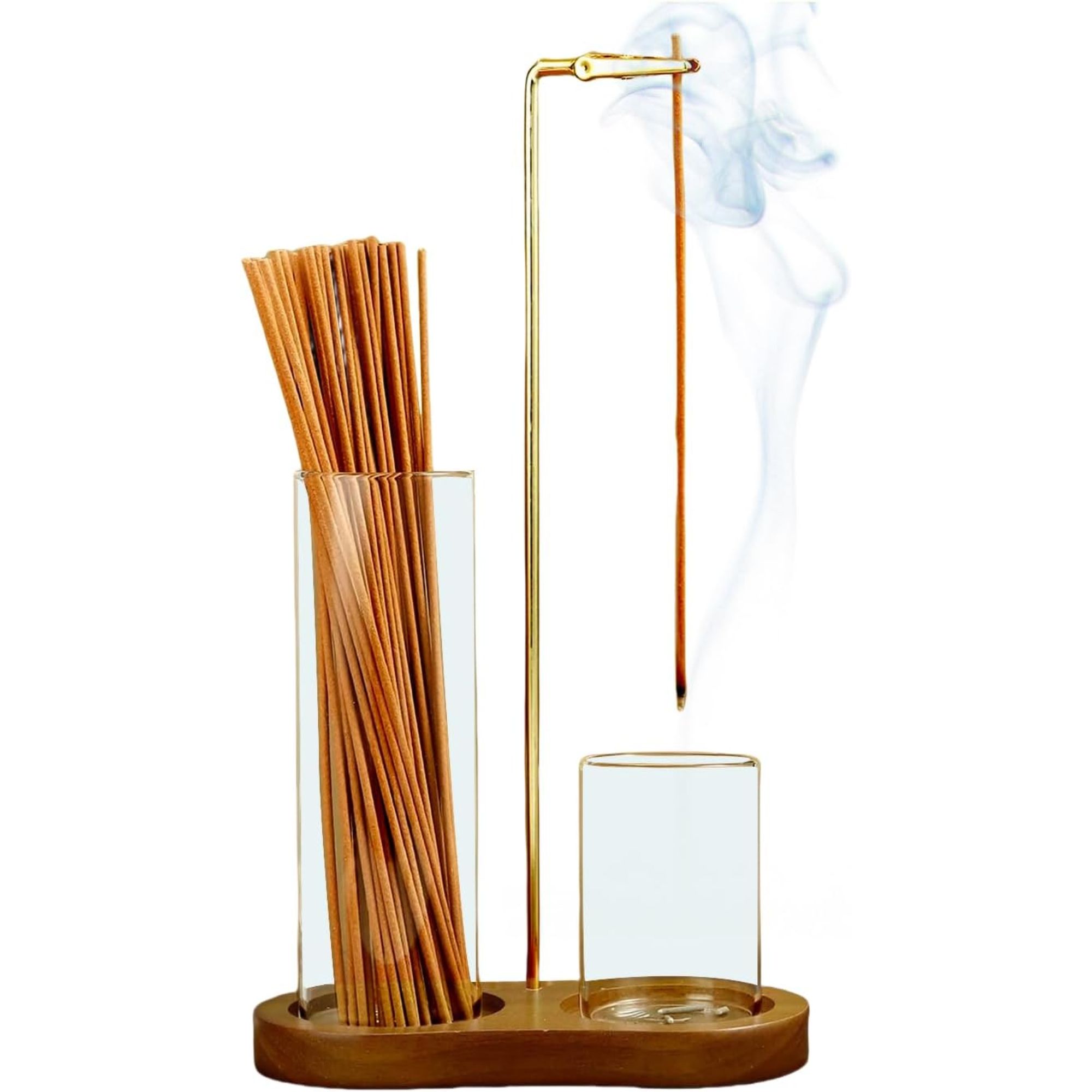 Gold and dark wood incense holder